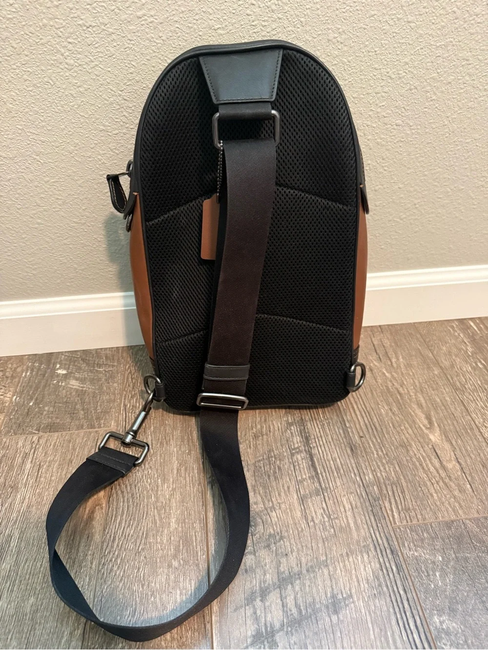 Coach Two-Tone Brown and Black Leather Sling Belt Bag